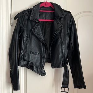 Black studded leather jacket